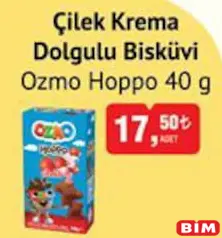 ŞÖLEN OZMO HOPPO ÇİLEK KREMA DOLGULU BİSKÜVİ 40 GR fiyat ve kampanya bilgisi